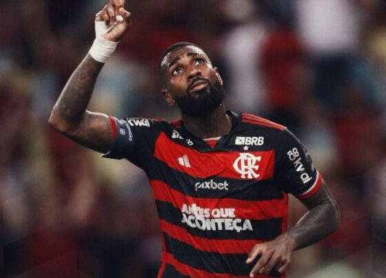 Gérson marcou o gol do Flamengo sobre o Athletico-PR - Foto: @flamengo